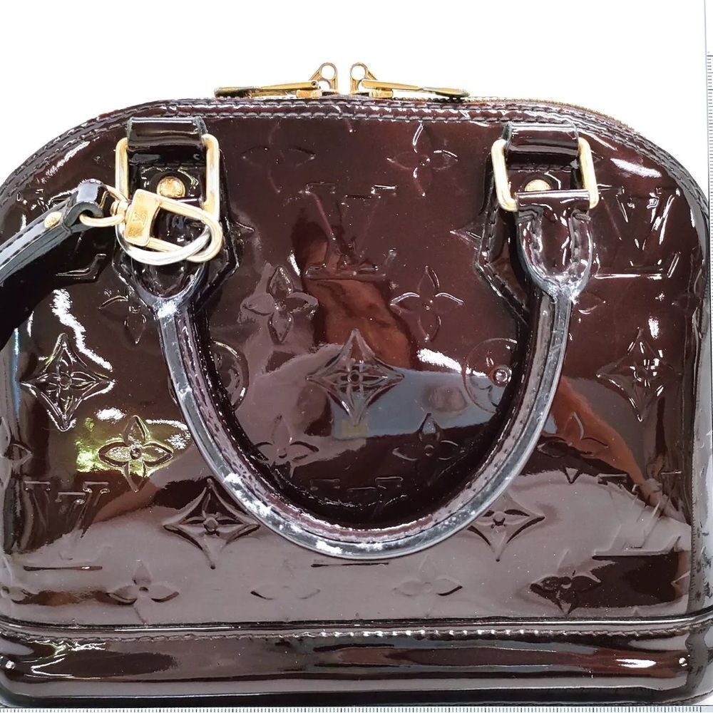 Auth Louis Vuitton Purple Amarante Monogram Vernis Leather BB Alma 2way Satchel - Picture 2 of 8